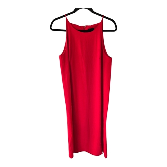 Ann Taylor Dress Womens Sz 10 Red Sleeveless Double Hem Slits Feminine - Picture 1 of 12